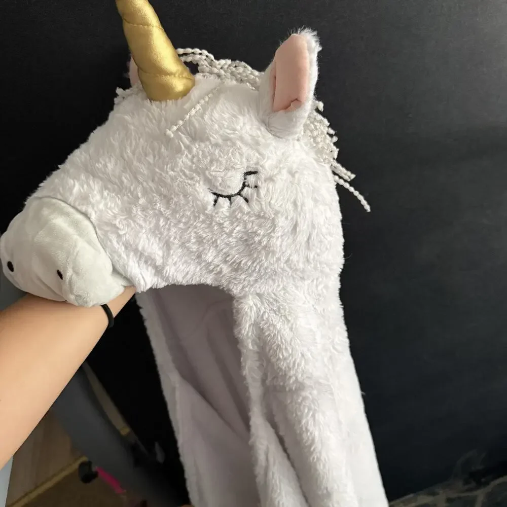 Kids Unicorn Hooded Blanket Plush White Gold Horn 48” Cozy‎ Costume Soft Gift